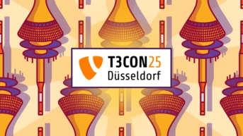 Graphic featuring stylized representations of a tower with the text "T3CON25 Düsseldorf" prominently displayed in the center.